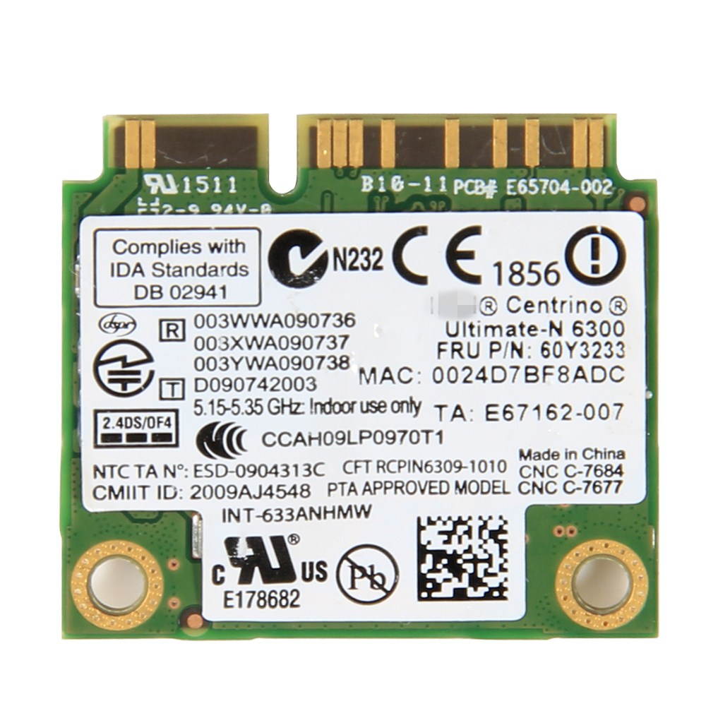 Only for IBM/Thinkpad/Lenovo Wireless Centrino Ultimate-N 6300 Wi-Fi Card Dual-band 2.4/5GHz 802.11a/g/n 450Mbps 3X3MIMO 633ANHMW