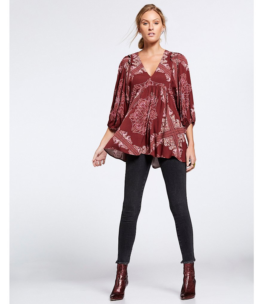 Free People Raw Hem High Rise Cotton Blend Jeans