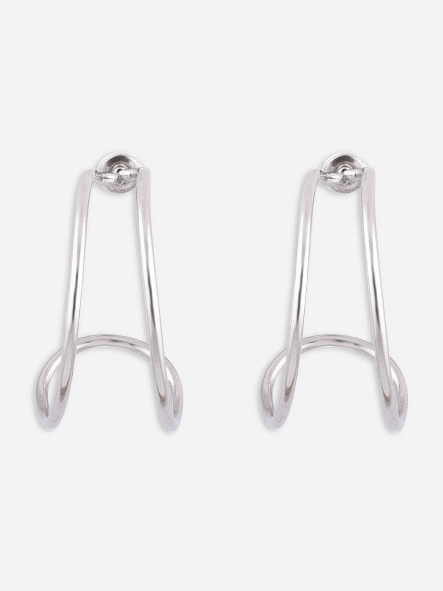 ToniQ Stylish Silver Plated Double Strand Hoop Earrings for Women