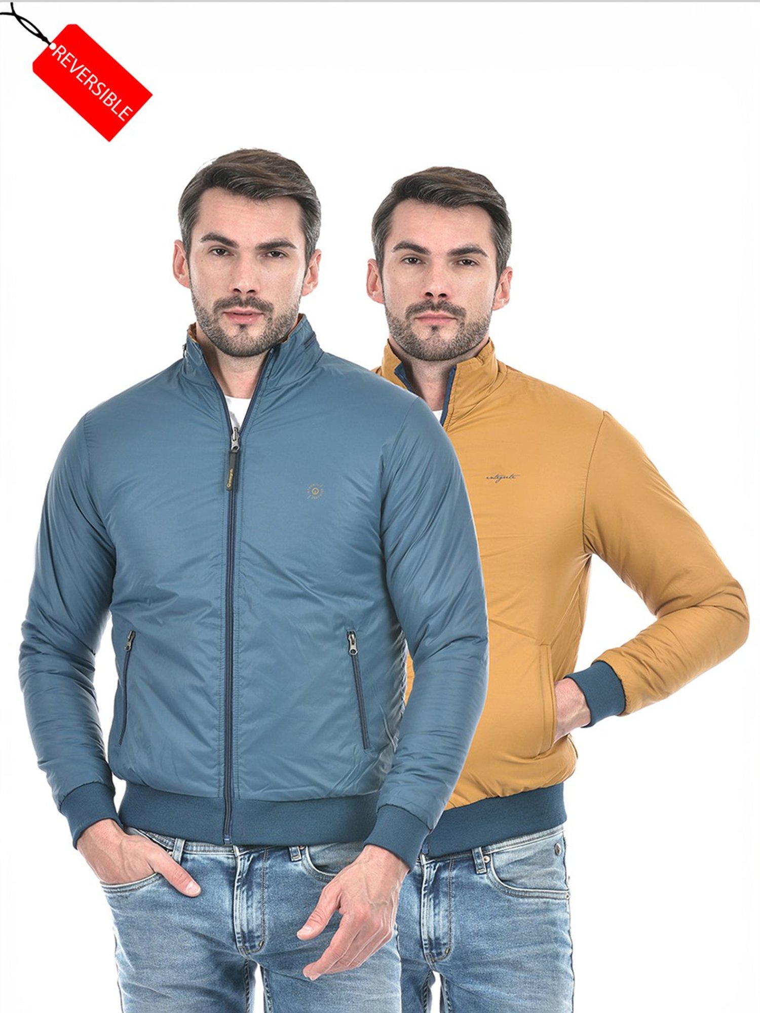 Integriti Blue & Mustard Regular Fit Reversible Jacket