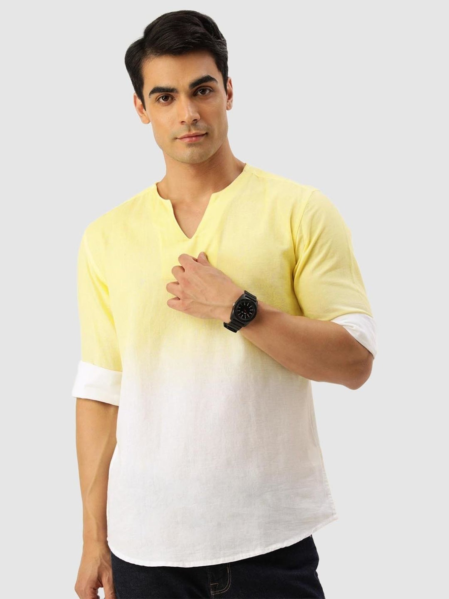 Bene Kleed Yellow Regular Fit Tie - Dye Shirt