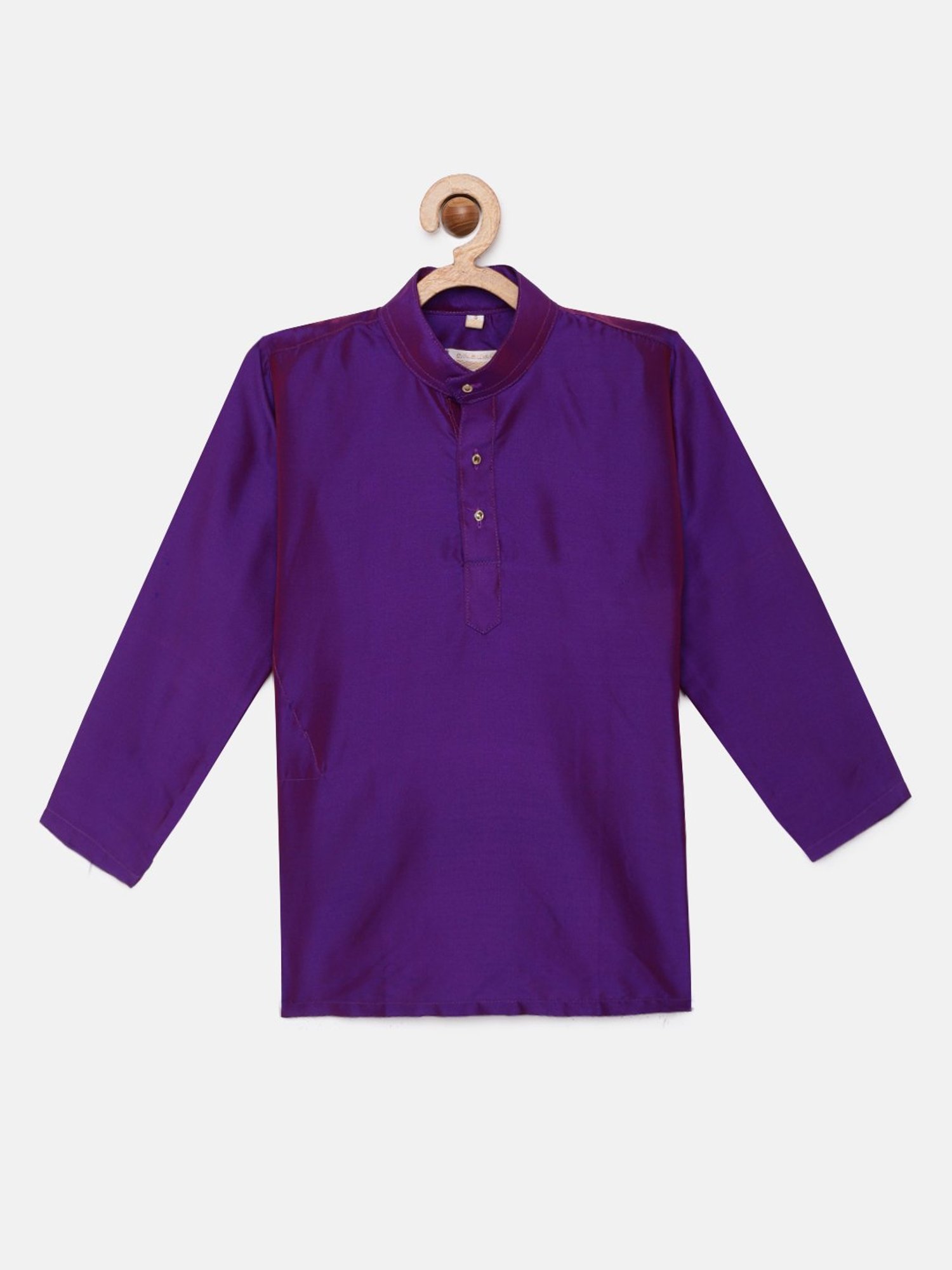 THANGAMAGAN Kids Dark Purple Solid Full Sleeves Kurta