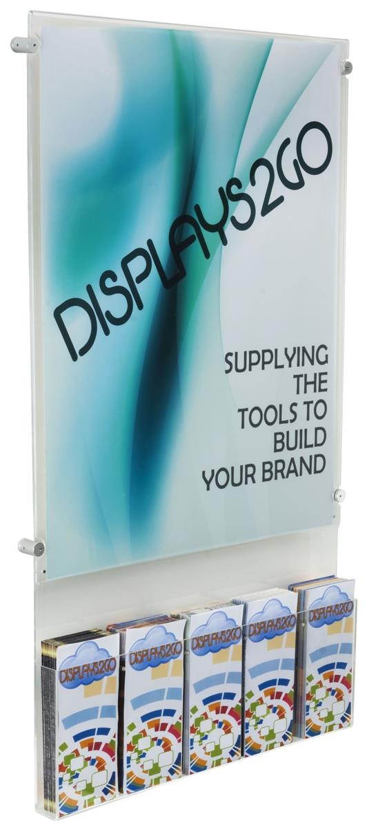 Sign Holder and Literature Rack for Wall, Adjustable Pockets, 22" x 28" Poster Frame (Aluminum and Acrylic) (WMS02228BO)