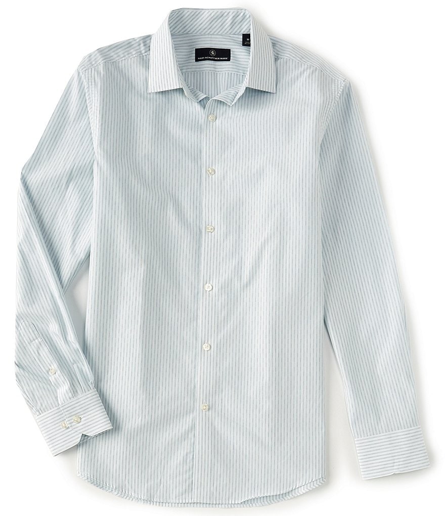 Hart Schaffner Marx Long Sleeve Line Dot Stripe Sportshirt