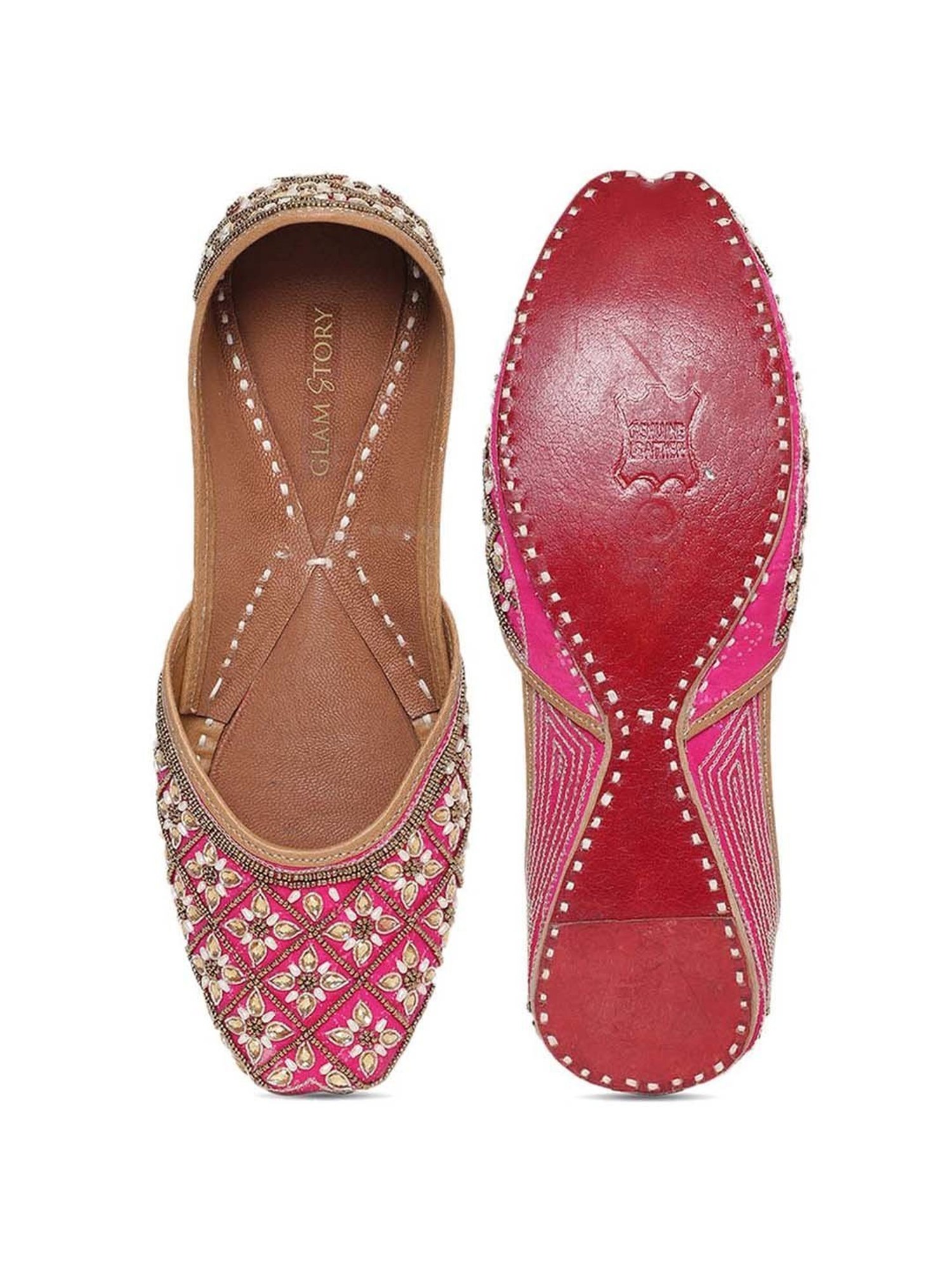 Glam Story Women's Pink Ethnic Juttis