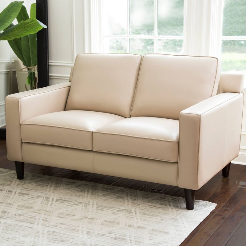 3pc Olivia Top Grain Leather Seating Set Cream - Abbyson Living
