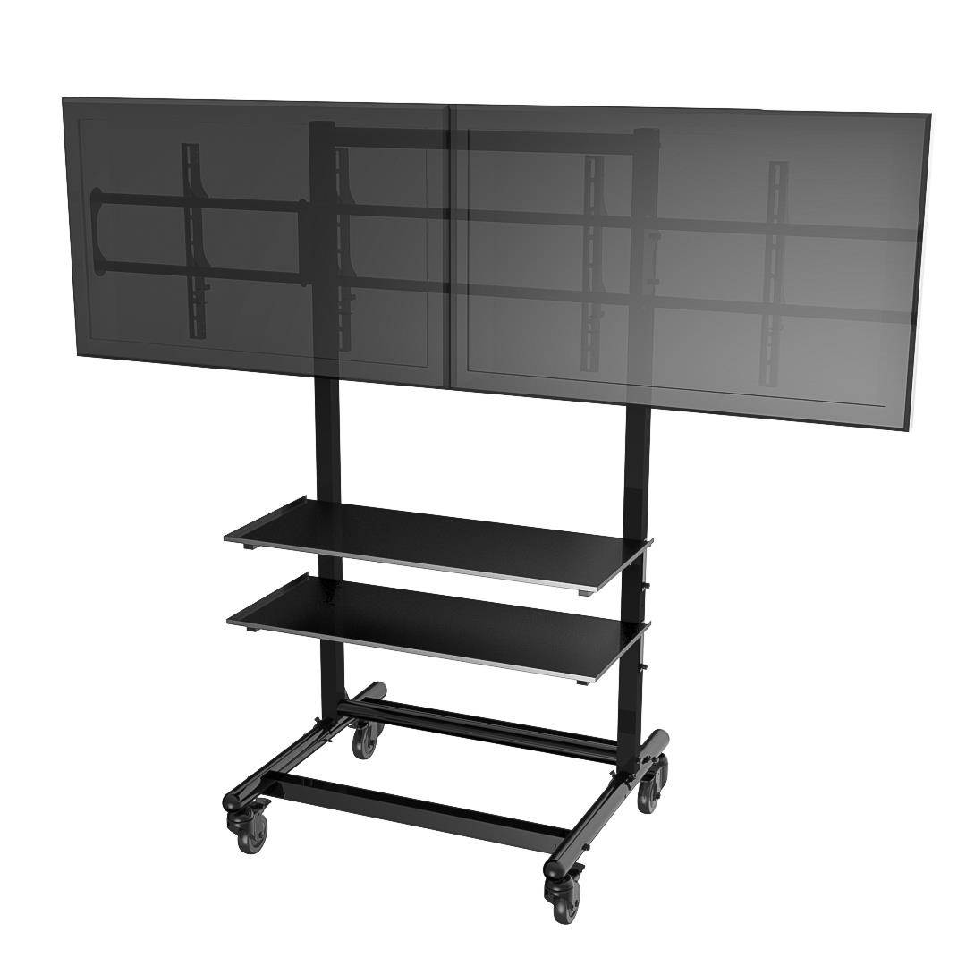 Cotytech Adjustable Mobile Dual TV Cart for 32 - 46 inch With 2 Shelves