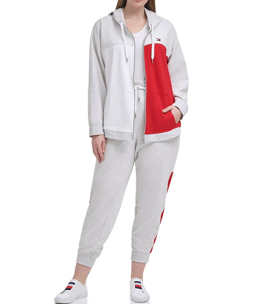 Tommy Hilfiger Sport Plus Size Colorblock Long Sleeve Zip Up Hoodie Jacket