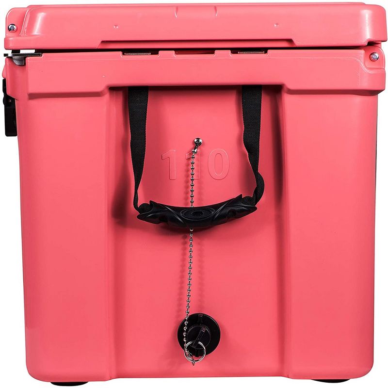Driftsun Heavy Duty Rotomolded Thermoplastic UV Resistant Portable Commercial Grade 110 Quart Insulated Hard Ice Chest Beverage Cooler, Coral