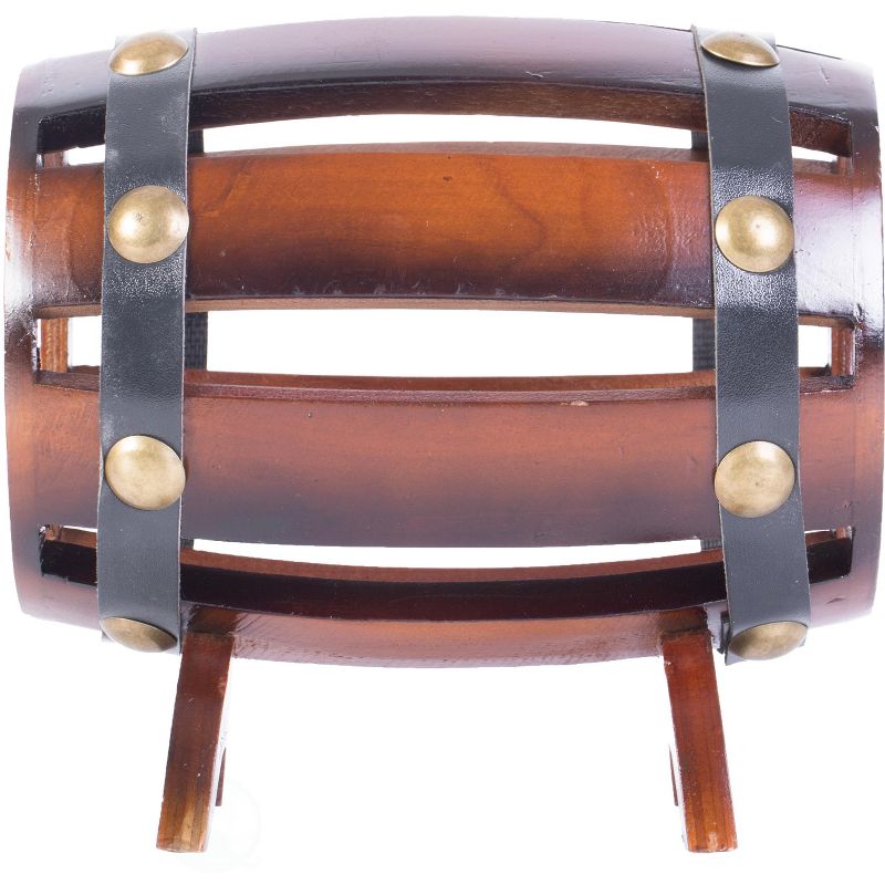 Vintiquewise Wooden Wine Barrel Shaped Vintage Decorative Single Bottle Wine Holder