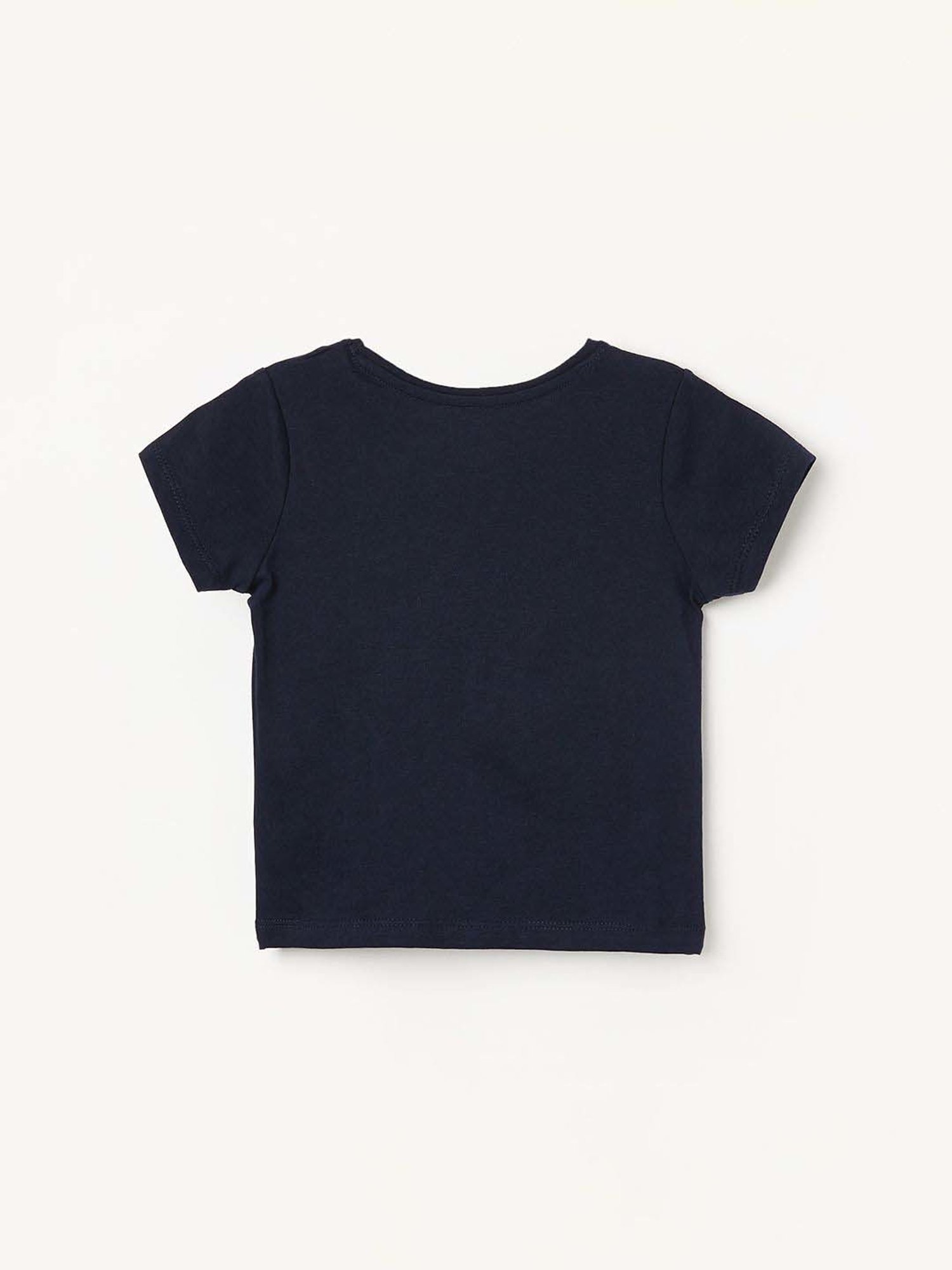 Juniors by Lifestyle Navy Cotton Printed T-Shirt