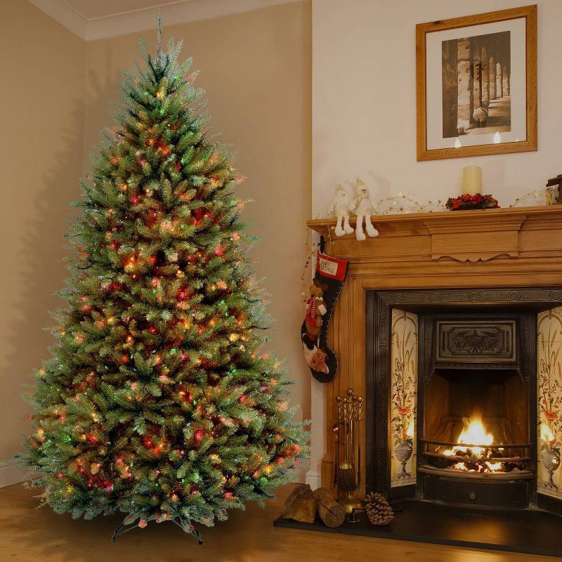 6.5ft National Christmas Tree Company Pre-Lit Dunhill Fir Hinged Artificial Christmas Tree with 650 Multi Lights