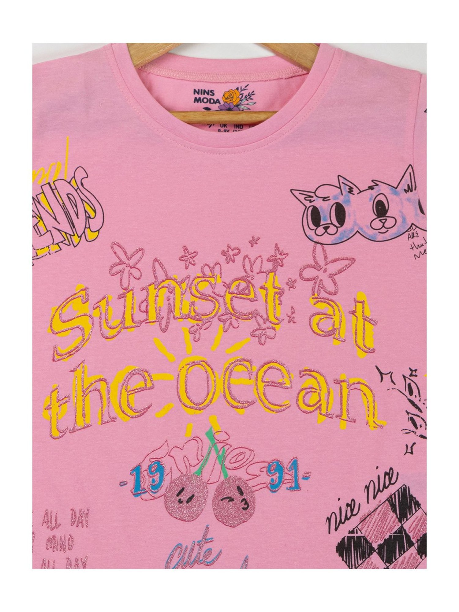 NINS MODA Kids Pink Printed Top