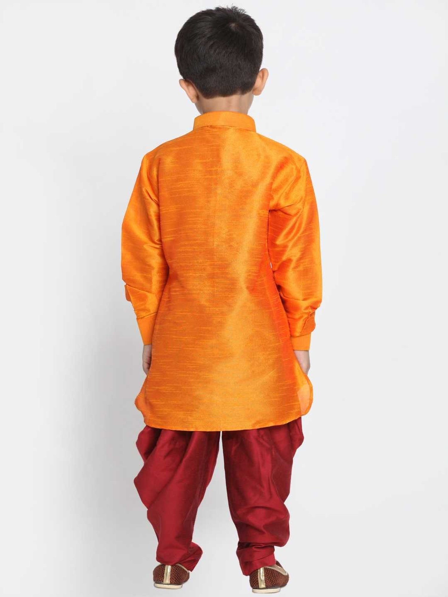 VASTRAMAY Kids Orange Comfort Fit Kurta Set