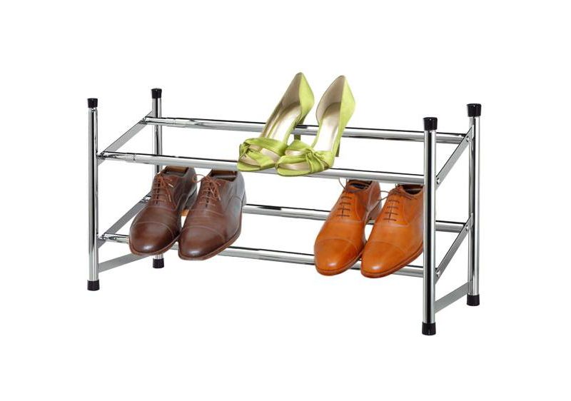 Home Basics 2-Tier Chrome Expandable Shoe Rack