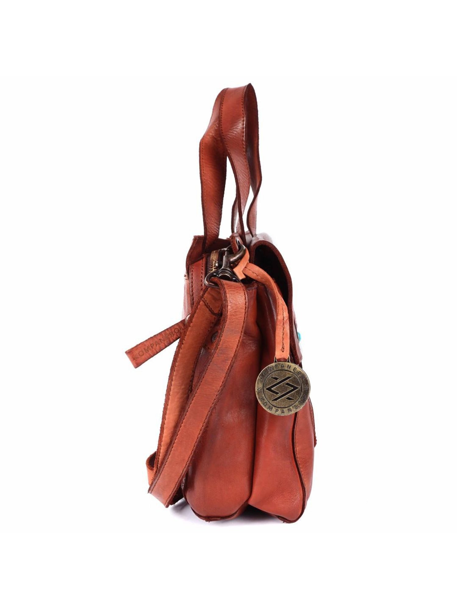 KOMPANERO Nova Cognac Leather Textured Handbag