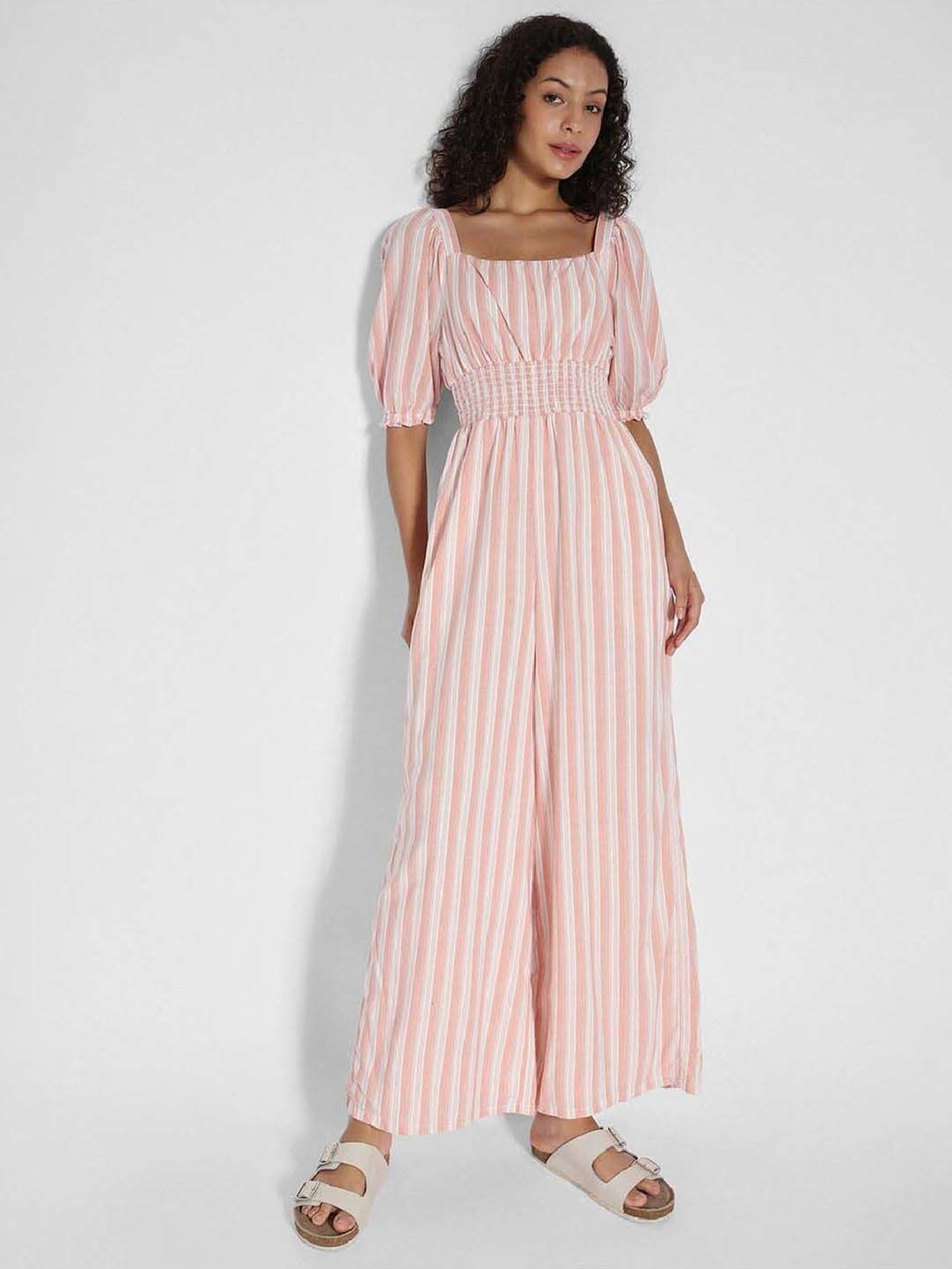 American Eagle Outfitters Pink Striped Jumpsuit