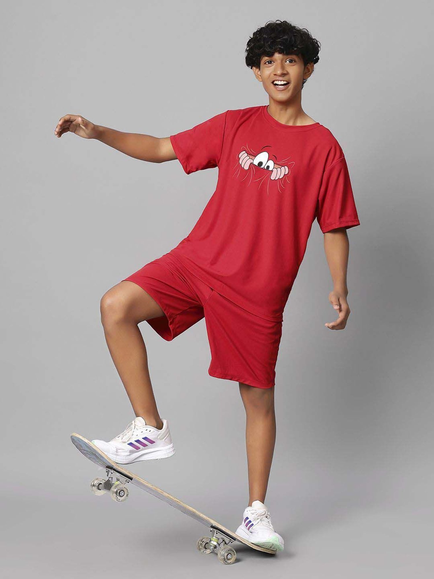 TeenTrums Kids Red Printed T-Shirt Set