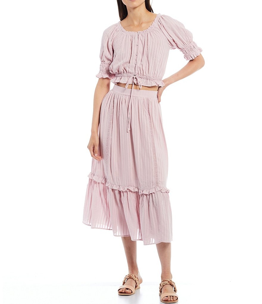 Shabby Chic Fauna Tiered High Rise Coordinating Midi Skirt