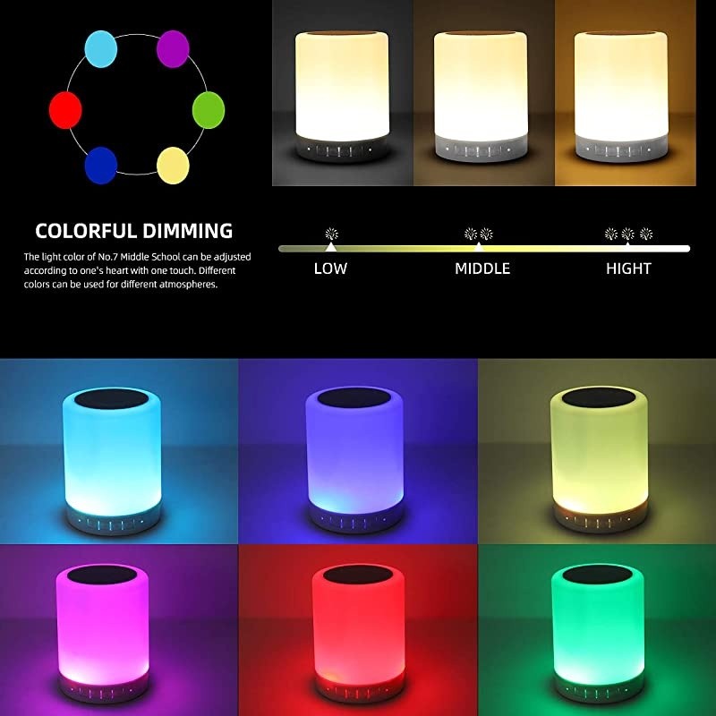 Speaker Night Lights Portable Wireless Speakers Smart Touch Discoloration LED LightOutdoor Speakers Best Gifts for GirlBoyBaby