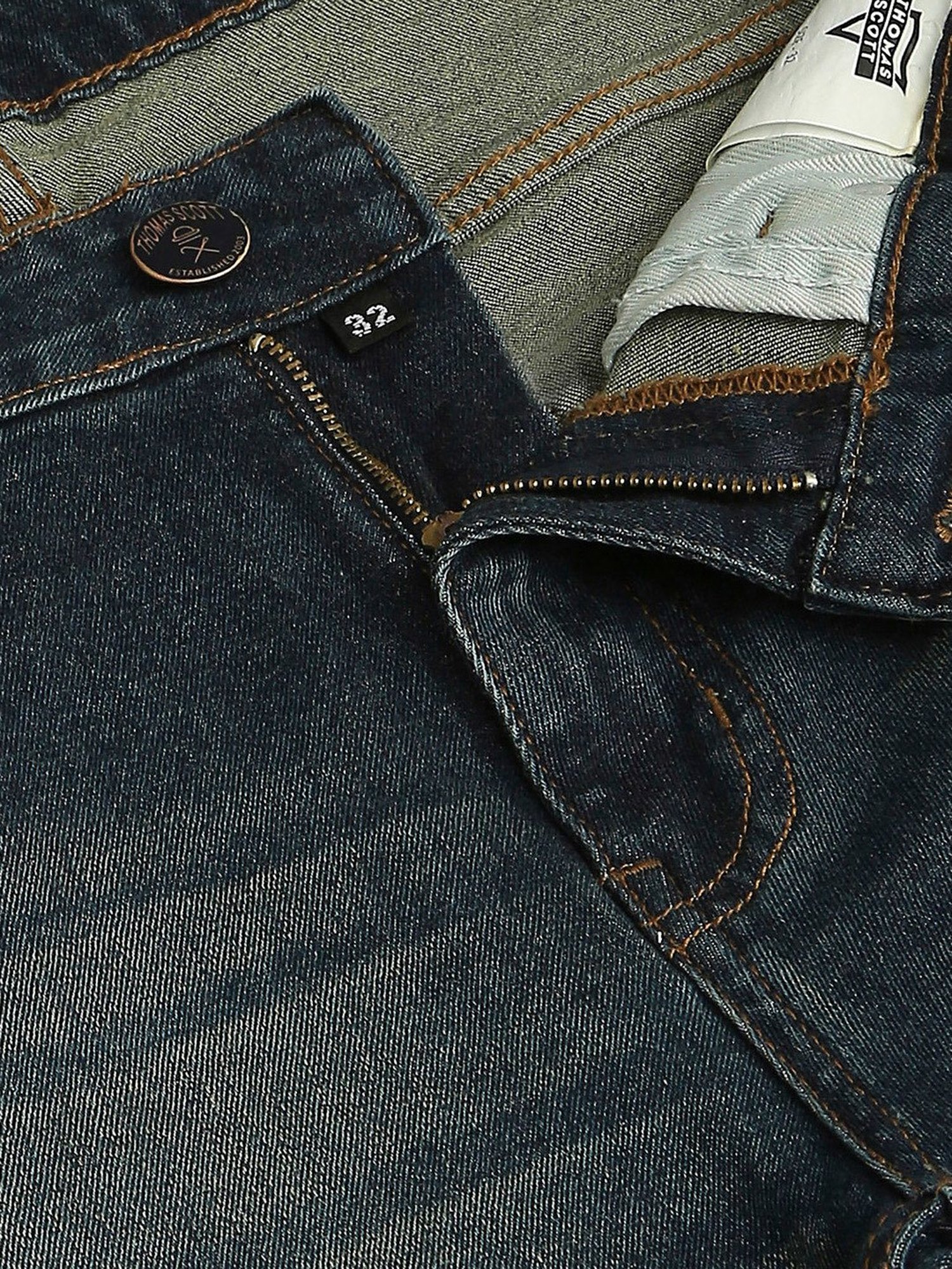 Thomas Scott Dark Blue Slim Fit Heavily Washed Jeans