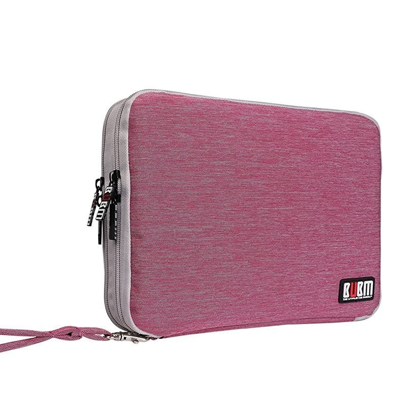 Travel Cable Organizer Universal Electronic Accessories Bag Gear Storage for Cord USB Flash Drive Earphone and More Perfect Size for iPad Large Rose Red and Light Grey