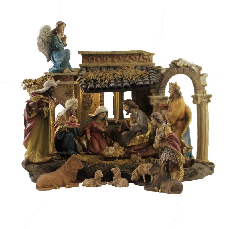 Christmas 8.5" Nativity Ruins Holy Family Kings Angel  -  Decorative Figurines