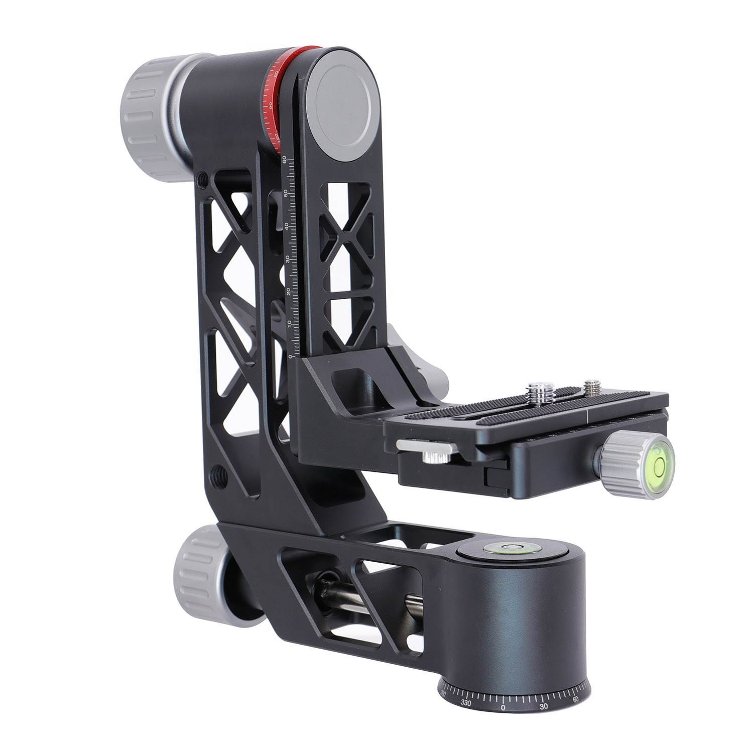 Koolehaoda Professional Gimbal Head Tripod Head Aluminum Alloy Heavy Duty 360&deg; Panoramic with Arca-Swiss Standard 1/4 inch QR Plate for DSLR Cameras up to 55.11lbs/25kg. (GH-3)