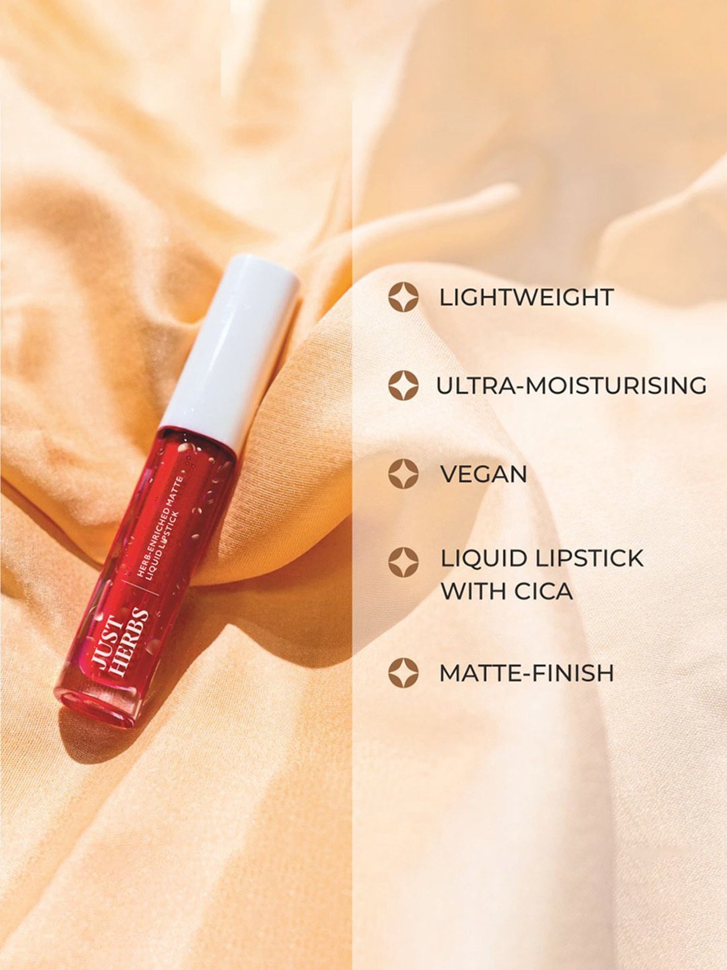 JUST HERBS Herb-Enriched Matte Liquid Lipstick Almond Glaze - 2 ml