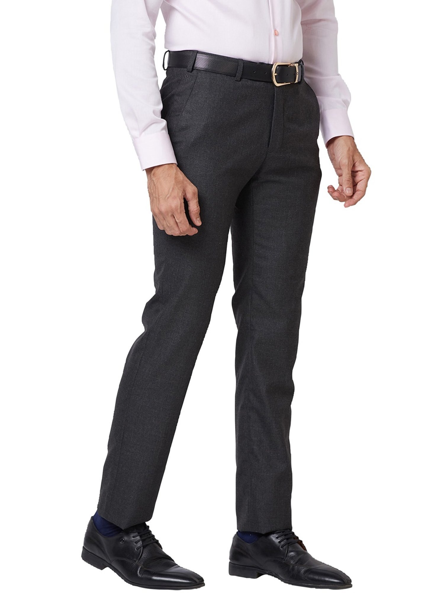 Raymond Grey Slim Fit Texture Trousers
