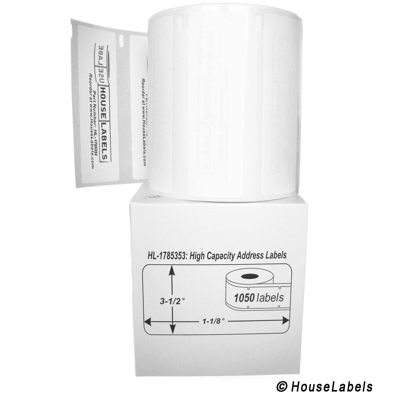 DYMO-Compatible 1785353 High Capacity Labels (3-1/2" x 1-1/8") -- BPA Free! (11 Rolls; 1,050 Labels per Roll)