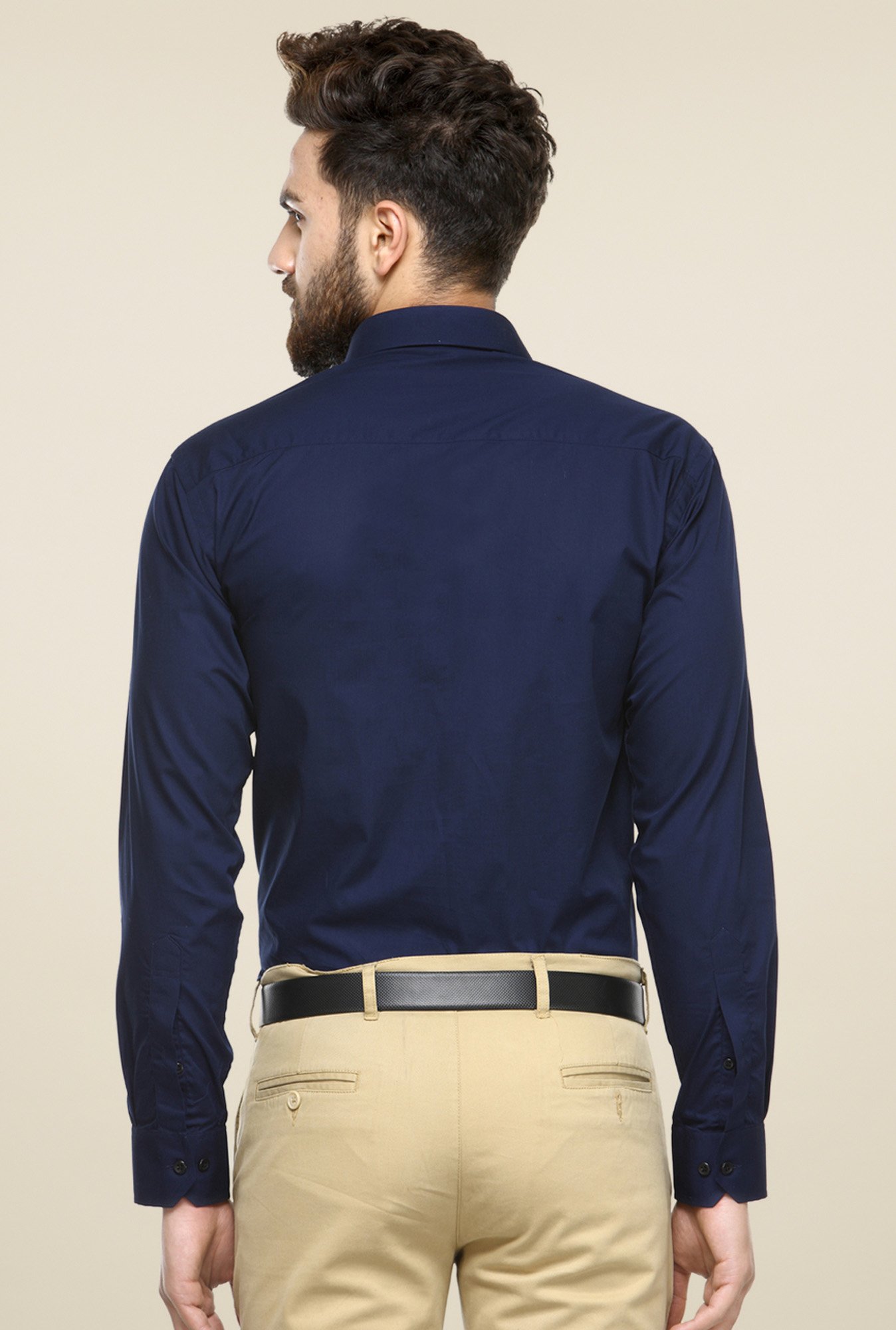 Hancock Navy Full Sleeves Cotton Shirt