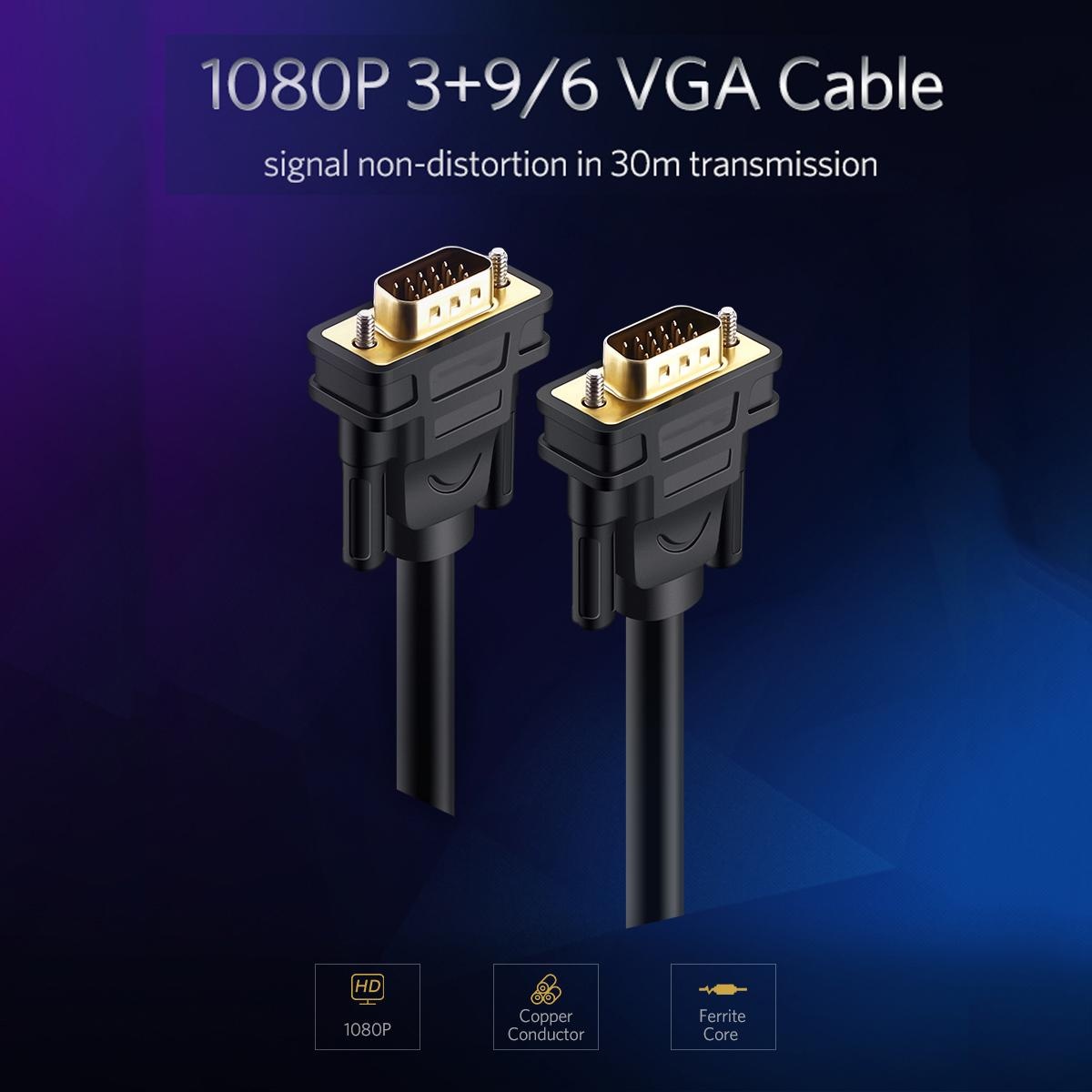 Ugreen VG101 1080P VGA to VGA Cable Male to Male Shielding Video Cable for HDTV PC - 1-30M - 2M