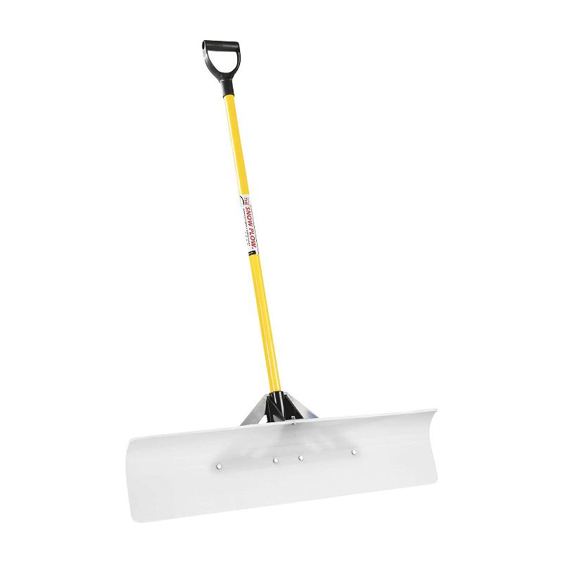 THE SNOWPLOW 50536 Original 36 Inch Poly Blade Snow Pusher Shovel with Ergonomic Fiberglass Handle, Cutting Angle, and Tuff Brace Support