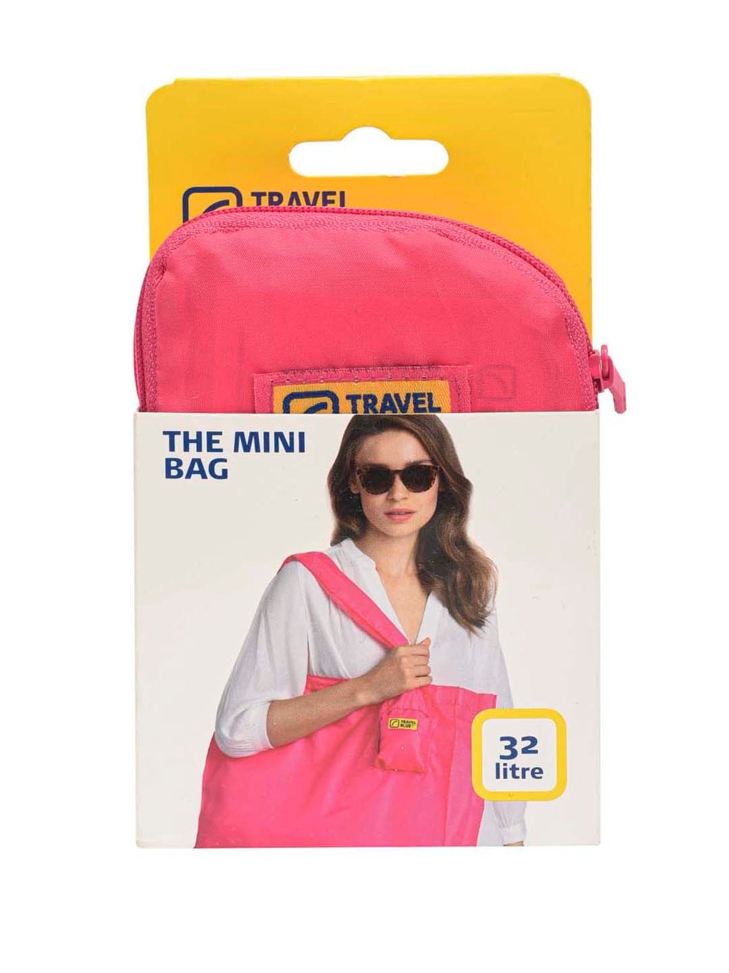 Travel Blue Pink Solid Medium Foldable Tote Handbag