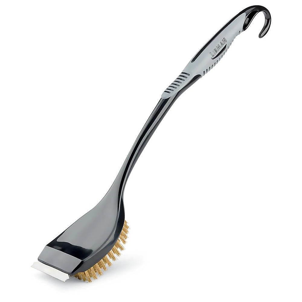 Libman Long Handle Grill Brush with Scraper Brass Fibers 18" Black & Gray 00529