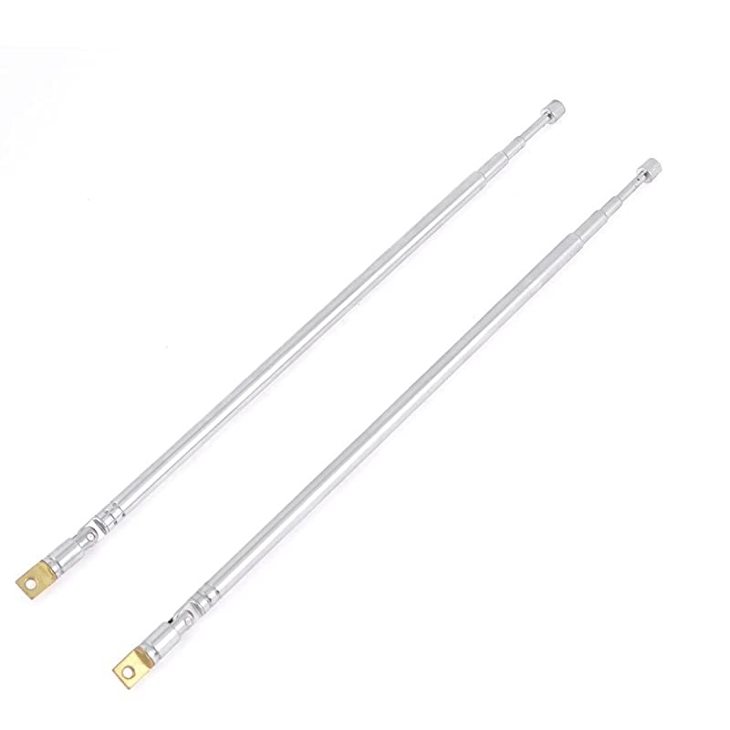 1 Pair AM FM Radio Universal Antenna 625cm 246 Length 4 Section Telescopic Stainless Steel Replacement Antenna Aerial for Radio TV