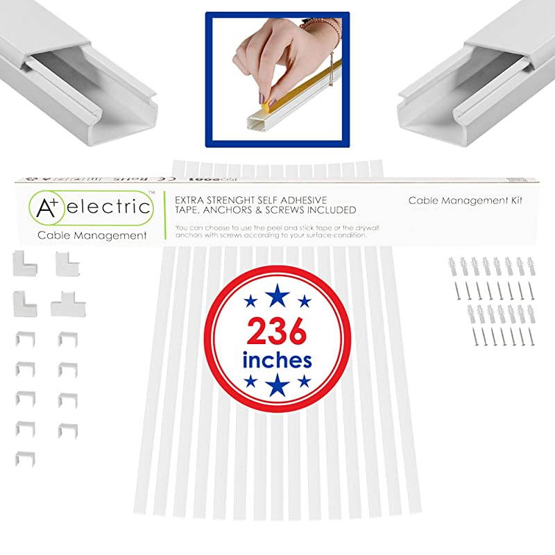 Electric Cord Cover Cable Raceway Cable Concealer Cord Management Kit Wire Cord Hider for 1 Cable Organizer On Wall Paintable Self Adhesive Channel 15x10 mm Total Length 235 Inches