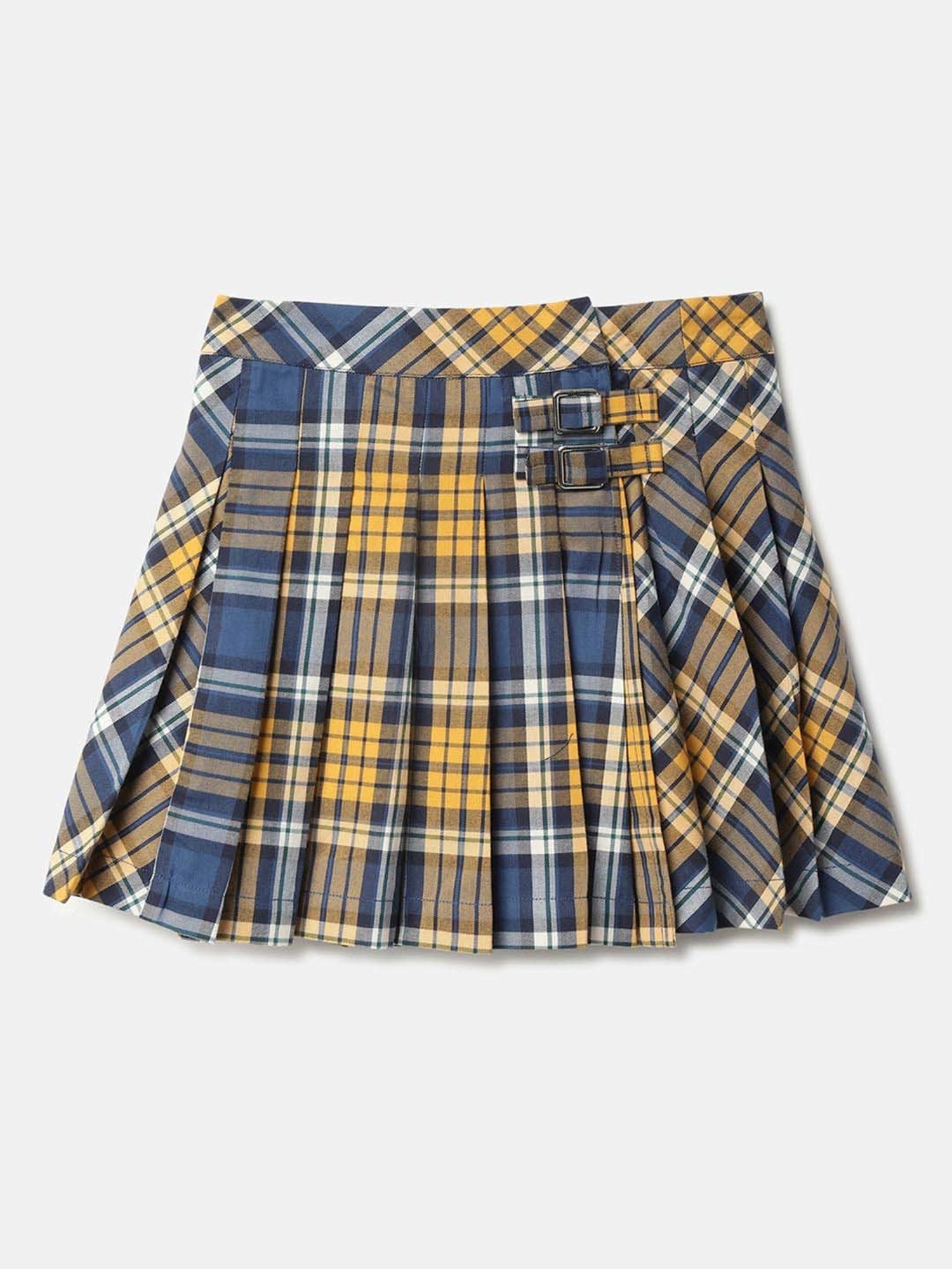 United Colors of Benetton Girls Multicolor Cotton Checks Skirt