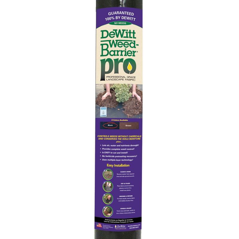 DeWitt Weed Barrier Pro 3 Ounce Landscape Ground Cover Fabric Roll, 4 x 100 Feet