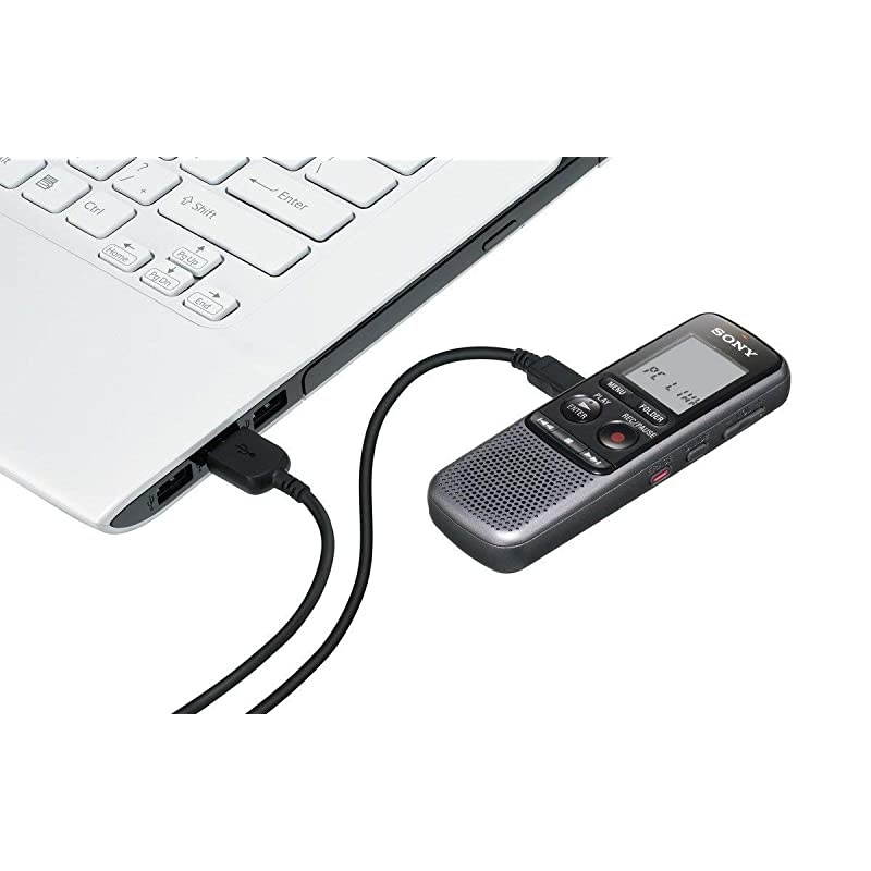 Sony Digital Voice Recorder ICDPX Series with Builtin Mic and USB 4GB Memory Noise Cut for NoiseFree Recordings Includes A  Lavalier Lapel Mic