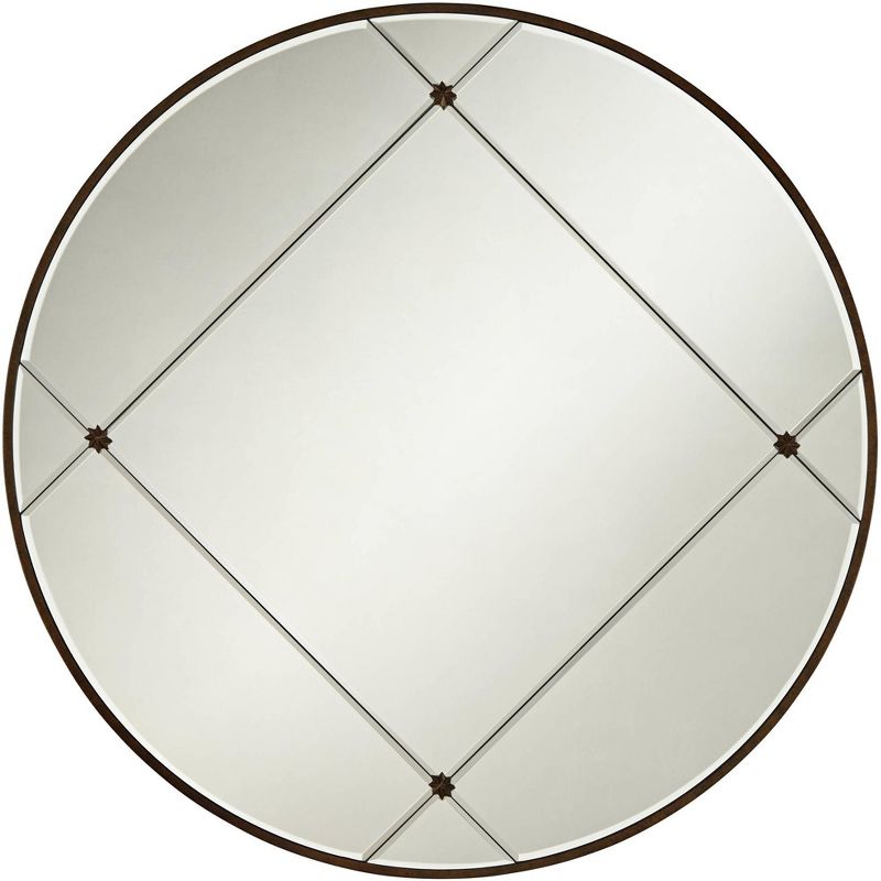 Noble Park Drucilla Antique Light Brown 32" Round Framed Wall Mirror