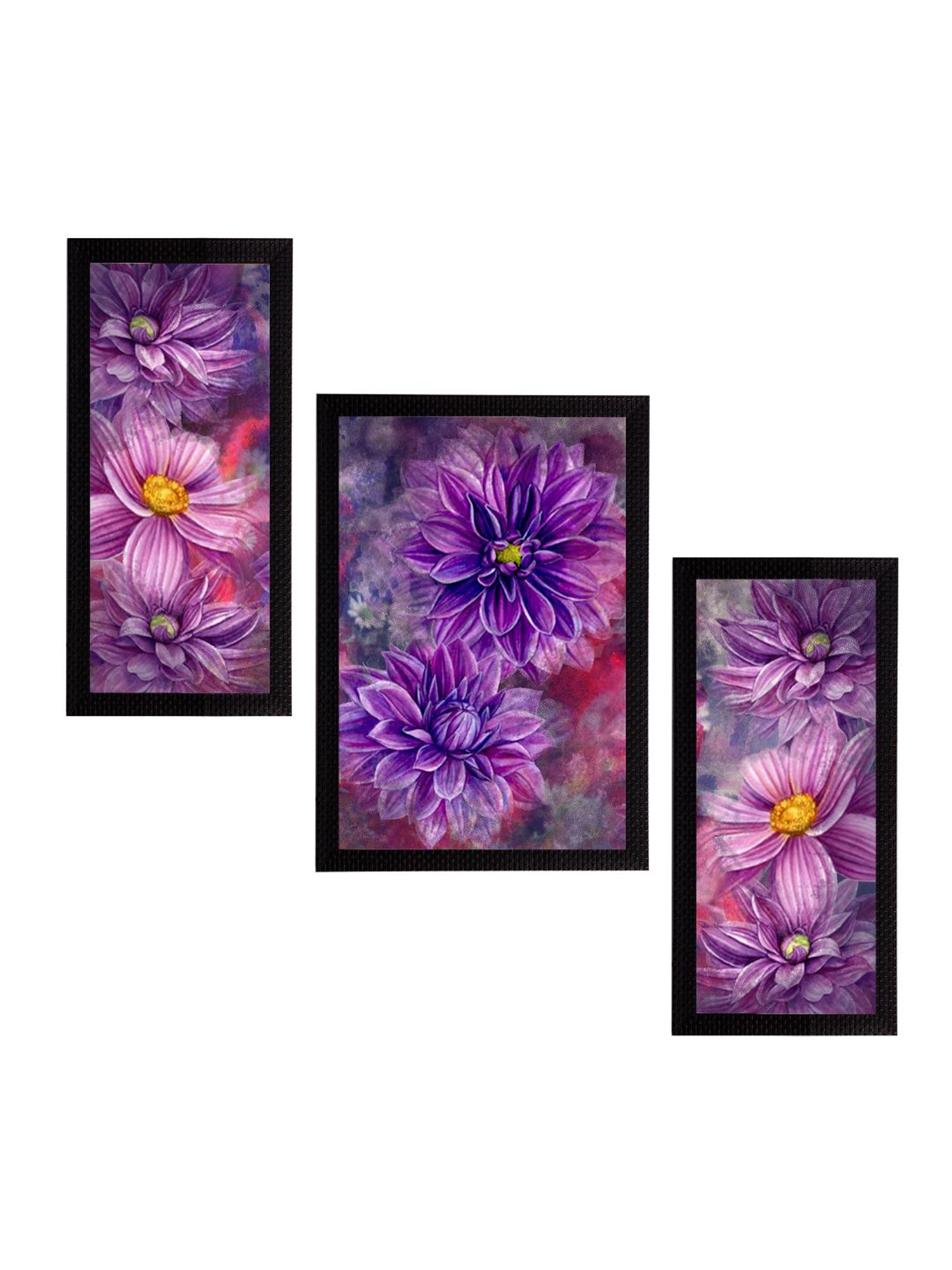 eCraftIndia Set of 3 Botanical and Floral Satin Matt Textured UV Art Painting