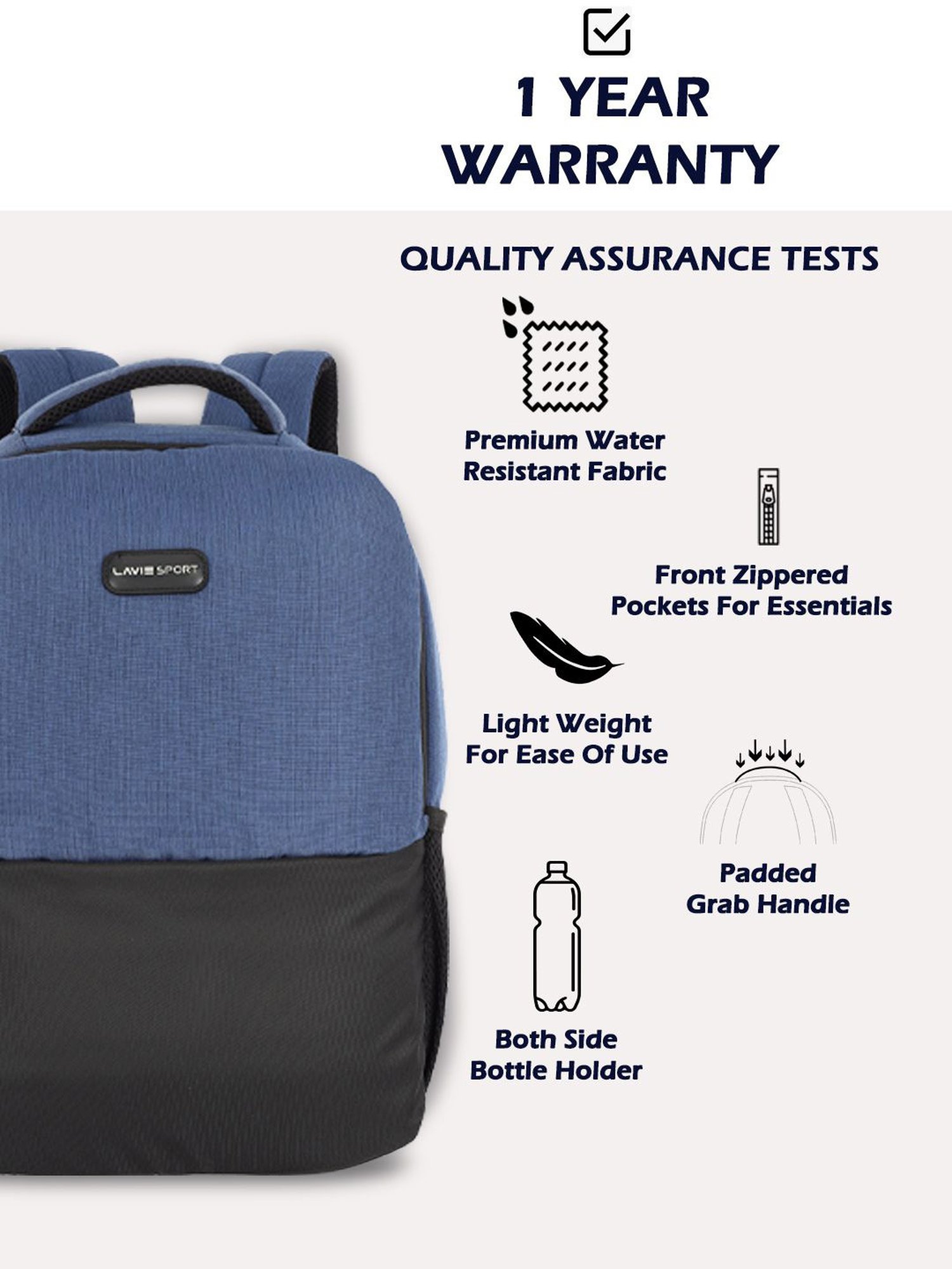 Lavie Sport Apex 21L Laptop Backpack For Men & Women (Navy)