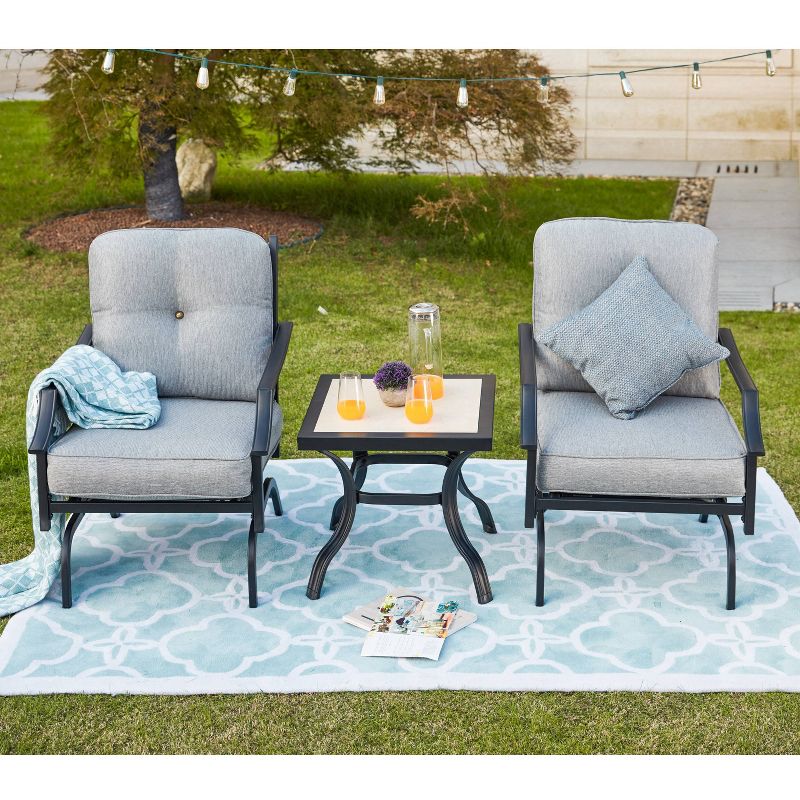 3pc Steel Patio Seating Sets Gray - Lokatse