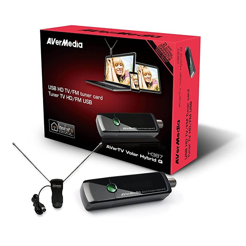 AVerTV Volar Hybrid Q USB TV Tuner ATSC Clear QAM HDTV FM Radio Supports Windows Android TV 70 or above H837