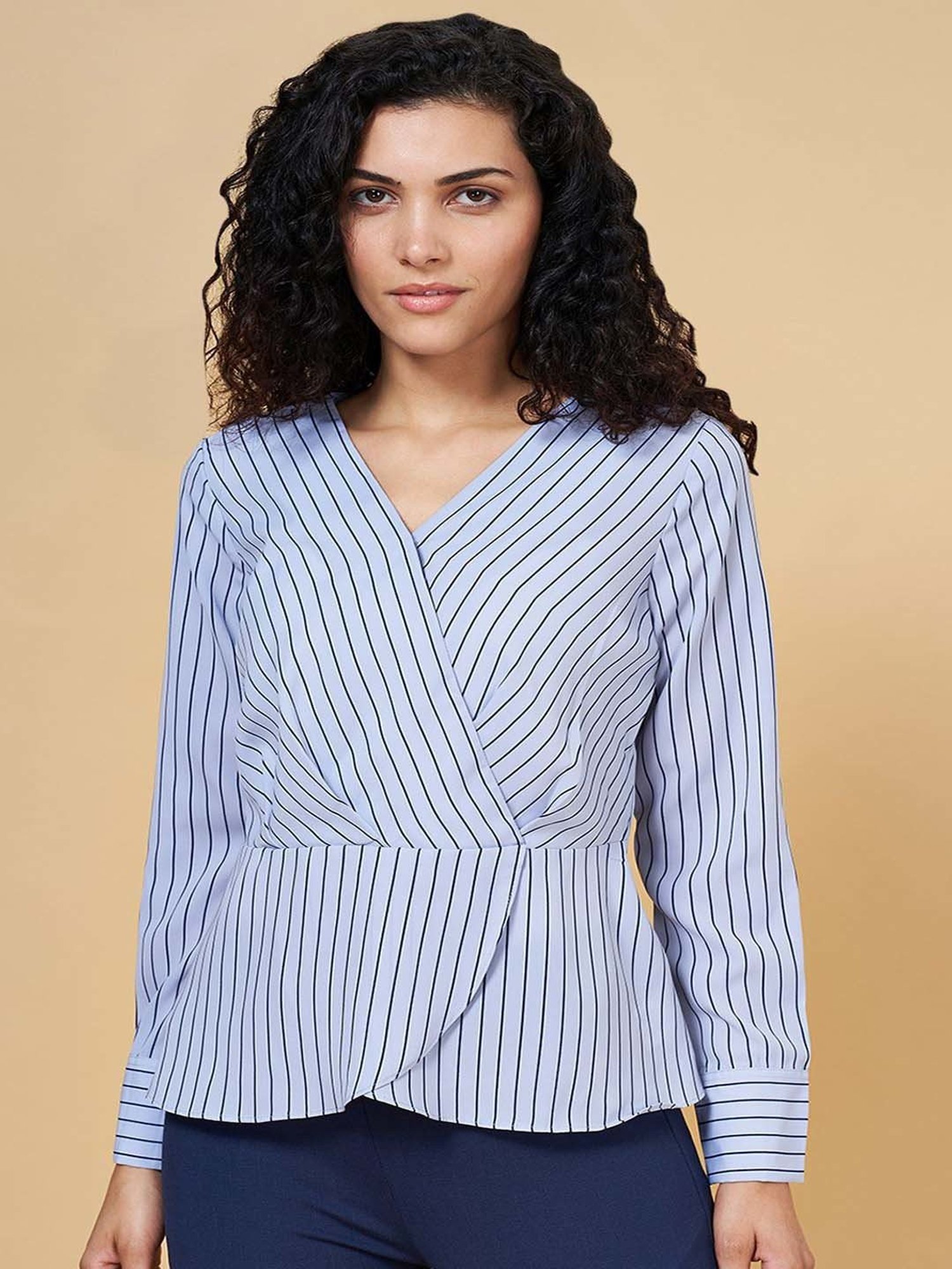 Annabelle by Pantaloons Blue Striped Top