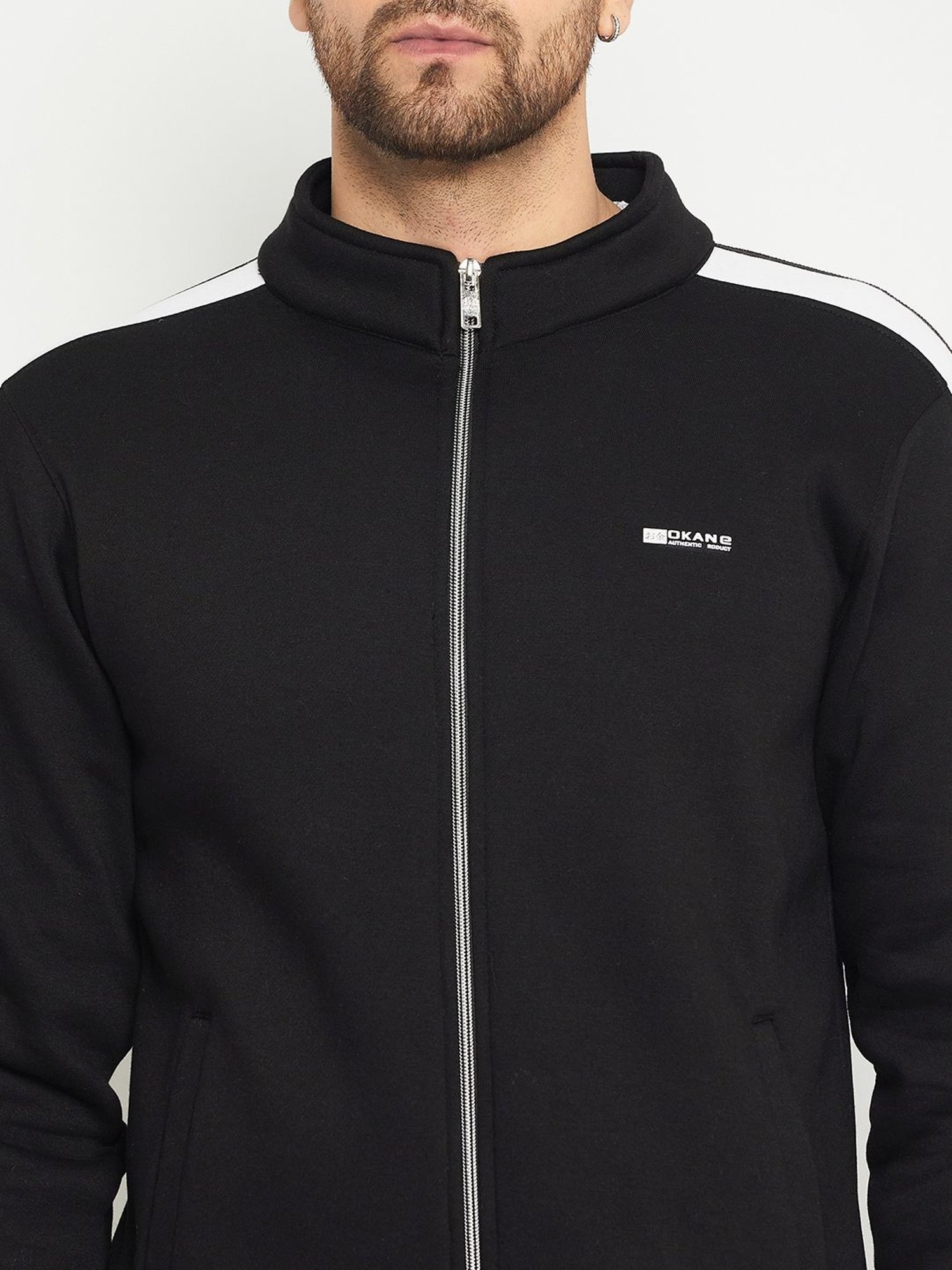 Okane Black Regular Fit Colour Block Tracksuit