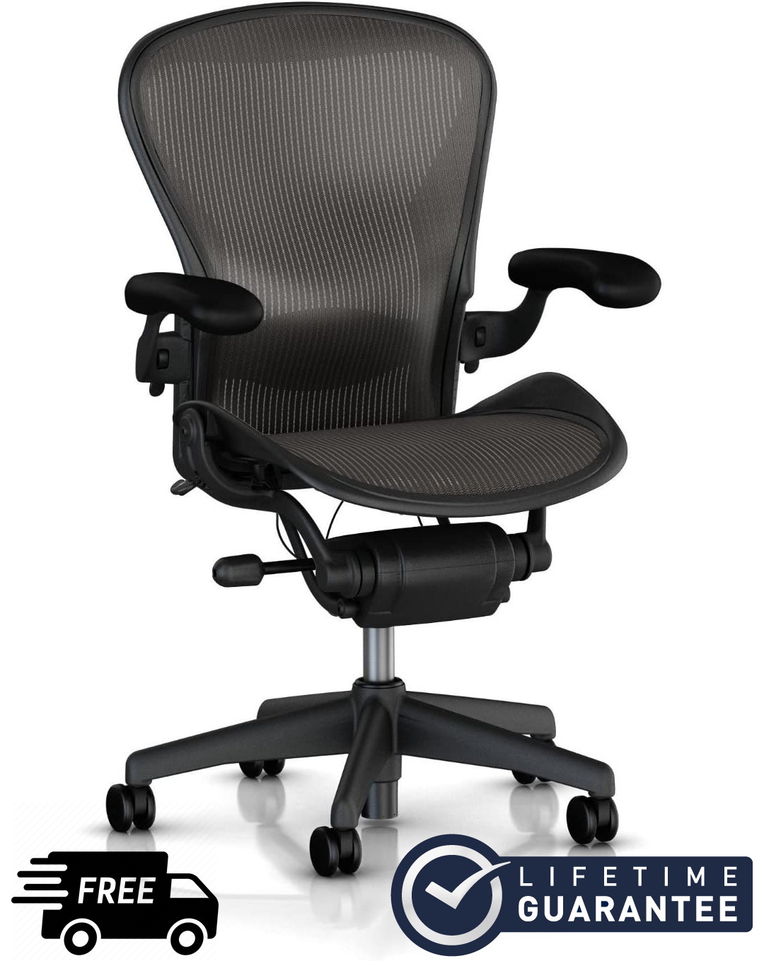 Herman Miller Aeron - Size C - Fully Adjustable Ergonomic Chair with Adjustable Lumbar Support