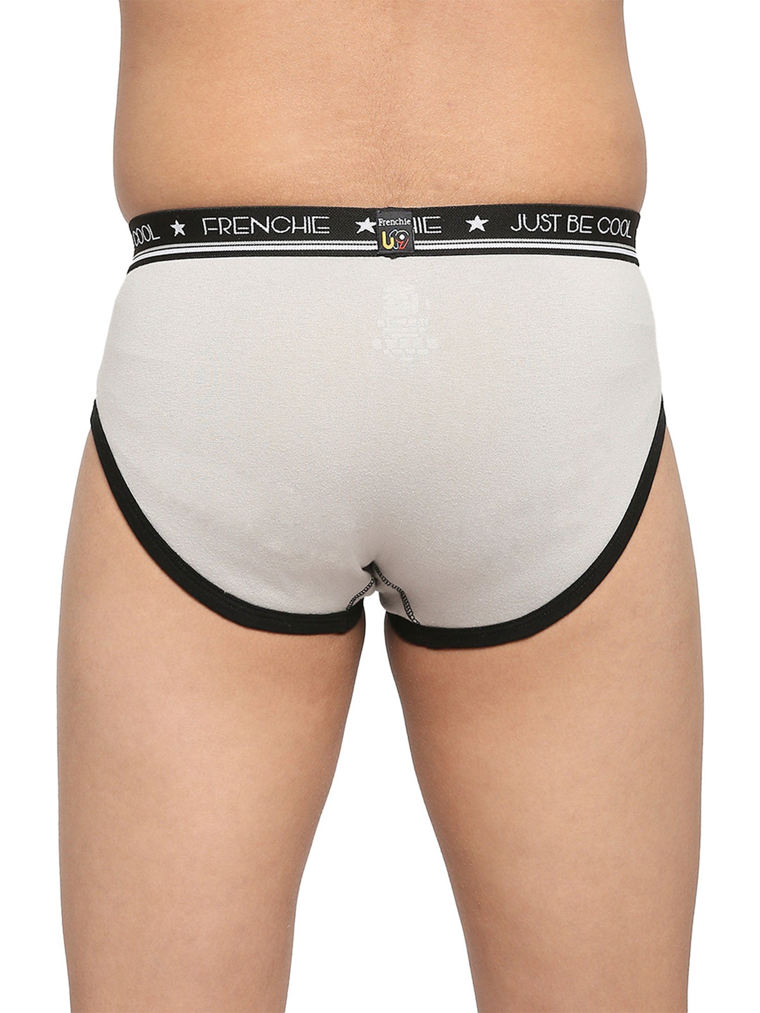 Frenchie Kids Peach & Grey Solid Briefs (Pack Of 2)